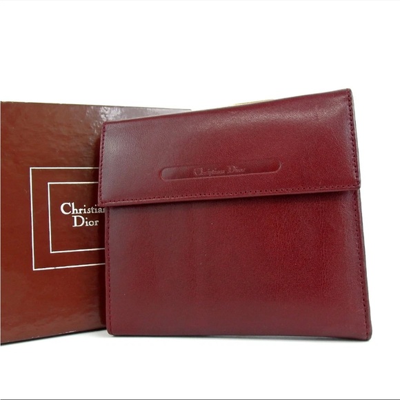 Dior Accessories - Christian Dior Burgundy Leather Wallet